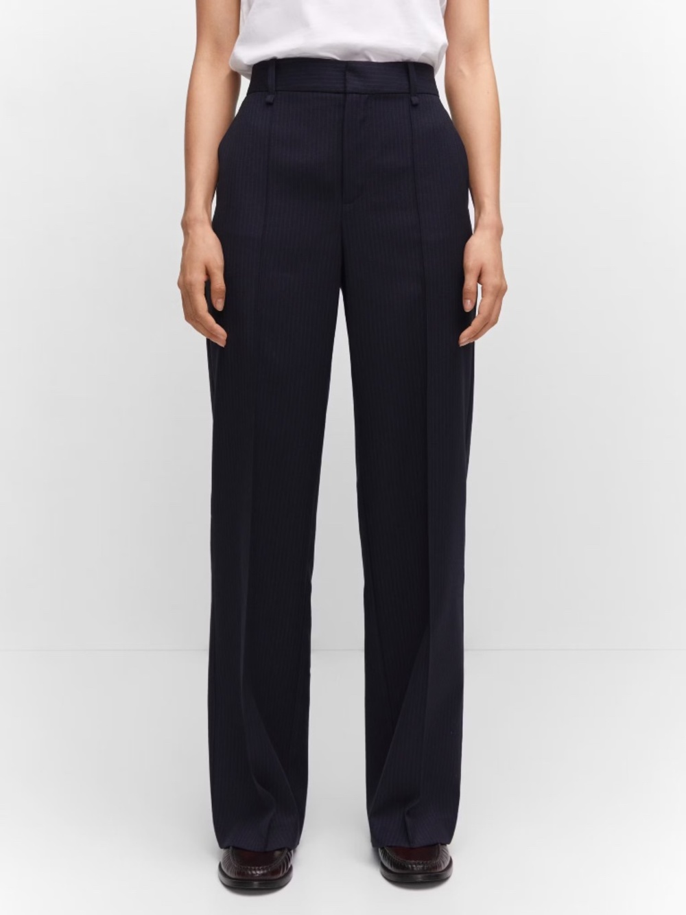 MNG Navy Blue Pinstripe Trousers NWT